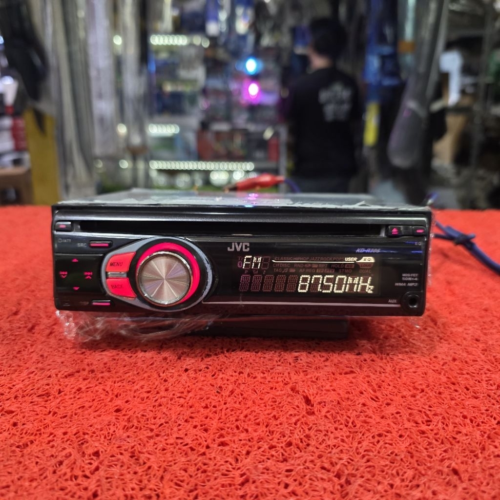 Head Unit Single Din JVC KD-R306N CD Aux Radio FM AM sudah dipasang Bluetooth