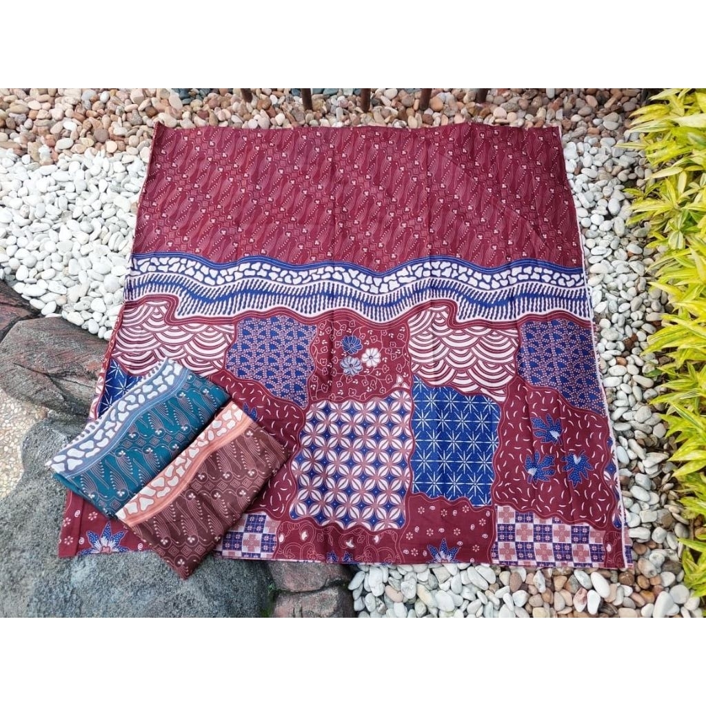 Kain Batik BURGUNDY HIJAU MAHOGANY MURAH Jarik Kebaya Kode 1258 Katun Sogan Lawasan Seragam Bridesma