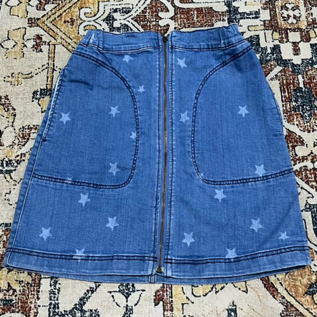 Mini Skirt Blue Jeans Motif Bintang Uniqlo GU