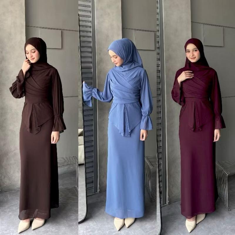 Gamis Dress Wanita Remaja Ceruty Babydoll Premium Polos Kondangan Wedding Pesta Casual Dres Simple M