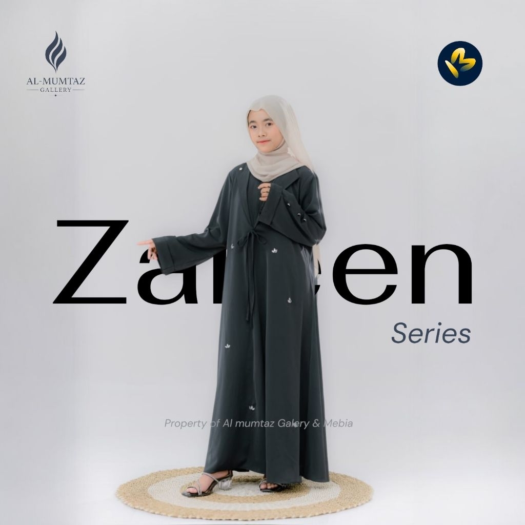 Abaya Muslimah Premium Zareen Series Dress Hitam Polos Elegant Gamis Syari Dewasa Al-Mumtaz