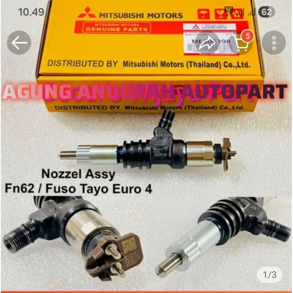 NOZZEL ASSY FN62/ FUSO TAYO EURO 4/NOSEL KOMPLIT MOBIL MITSUBISHI FUSO TAYO EURO 4 FN62 EURO 4 ORI