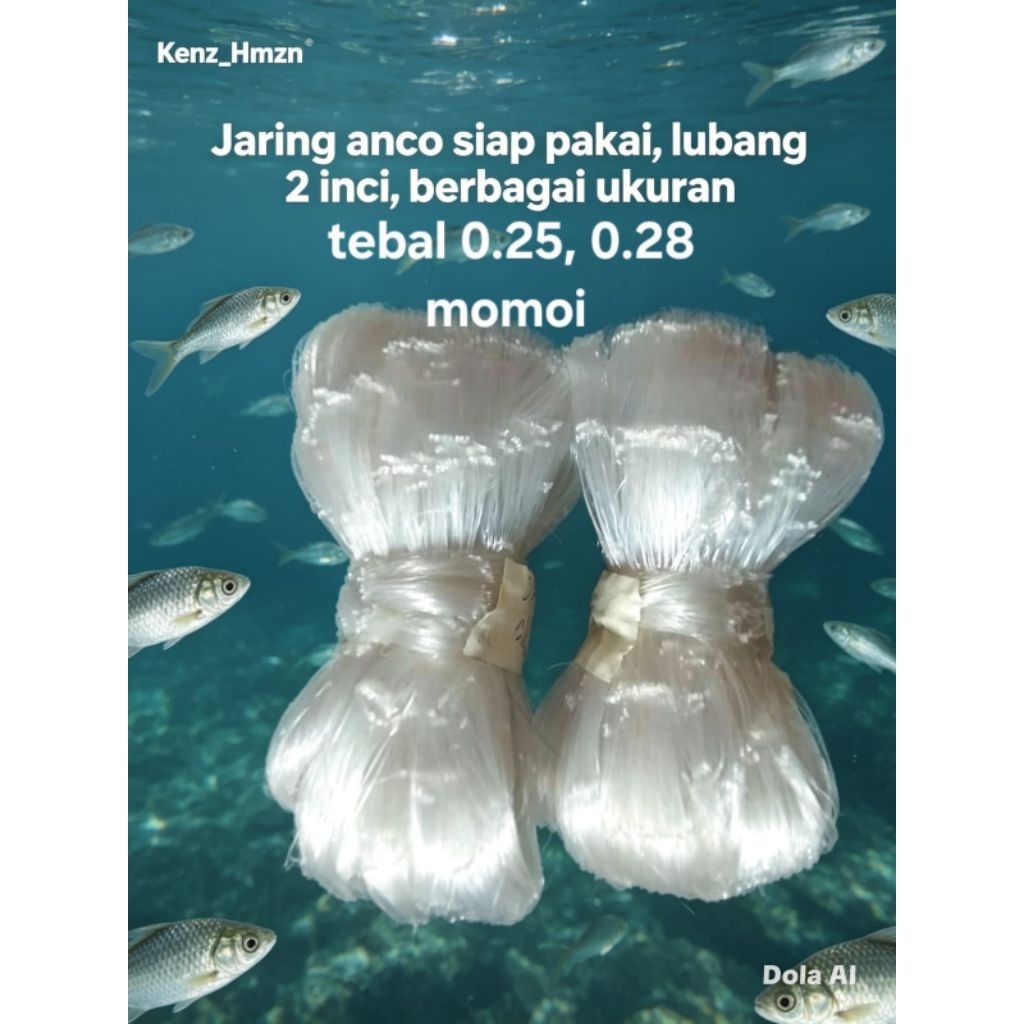 Jaring anco momoi 2inch senar 0.25 dan 0.28 / anco ikan /branjang ikan/ tangkul ikan/ anco nila (COD