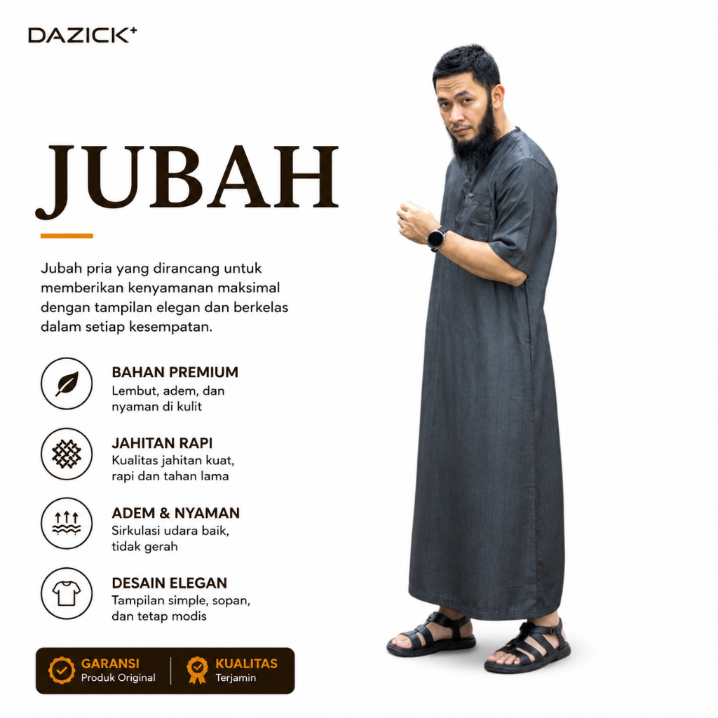 gamis muslim pria motif salur gelap