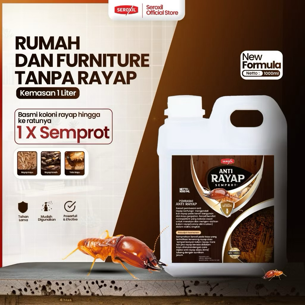 ( Refill, Isi Ulang ) Obat Racun Pembasmi Anti Rayap Kayu & tanah Semprot Ampuh 1 Liter ( Seroxil )