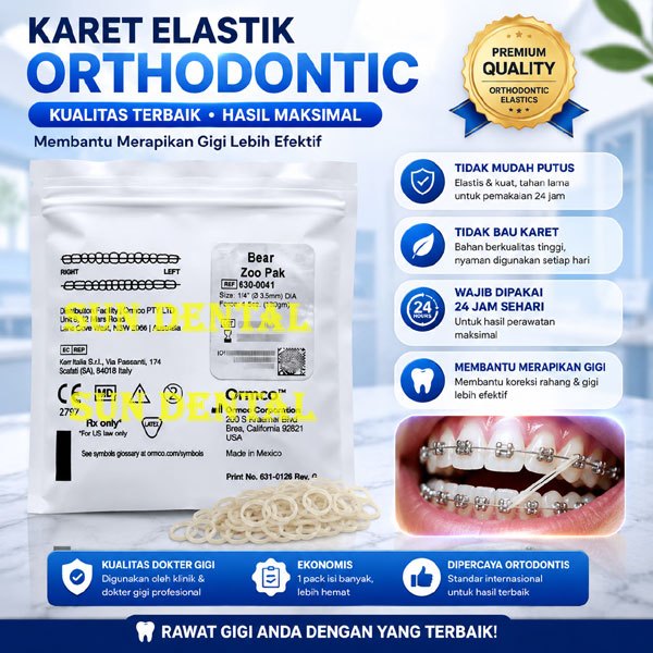 Karet Behel Ortho Ormco Elastik Elastic Gigi Bear per bungkus isi 50 pcs Rubber Band Dental Kawat Gi