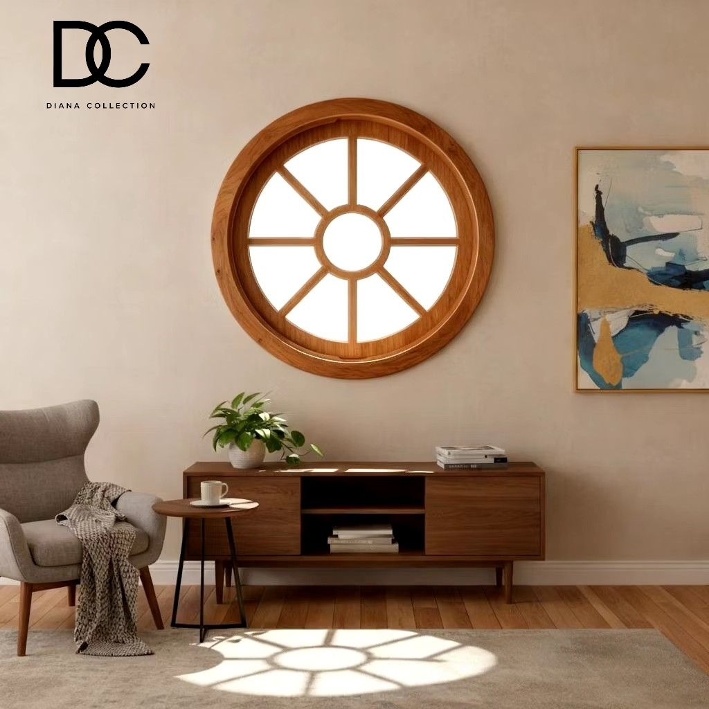 Jendela Bulat Aesthetic Diameter 70cm Asli kayu jati DB8_70