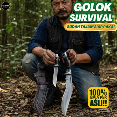 Kukri Baja Per SUP9 Premium | Pisau Survival Fulltang Tebal untuk Outdoor & Adventure