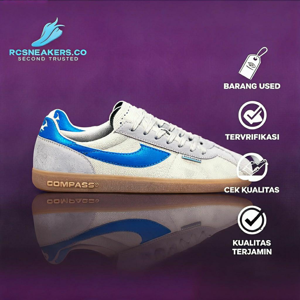 SEPATU COMPASS TRIBUNE WHITE BLUE USED LIKE NEW – ORIGINAL SECOND