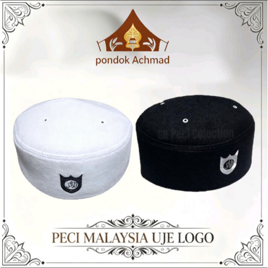 kopiah peci uje logo bordir, peci uje logo bordir premium, peci Malaysia uje logo