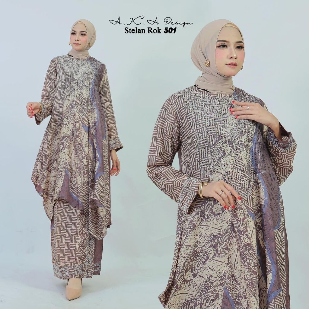 setelan long tunik batik dan rok viscos premium by aka design