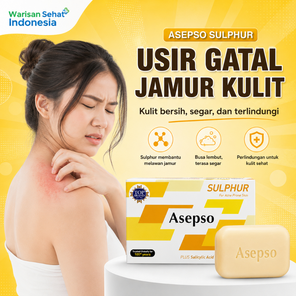 Sabun Asepso Sabun Belerang Ampuh Untuk Gatal Akibat Jamur Panu Jerawat Antiseptik Alami Asli BPOM