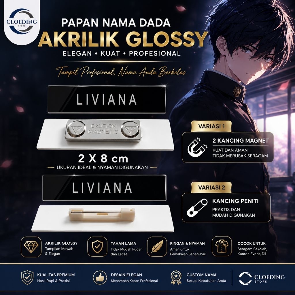 PAPAN NAMA DADA AKRILIK MAGNET & PENITI
