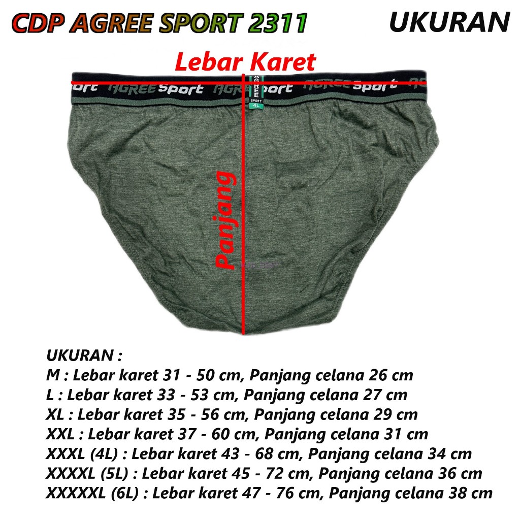 Celana Dalam Pria Agree Sport 2311 Isi 3 Pcs - CD AGREE SPORT2311 M-L-XL
