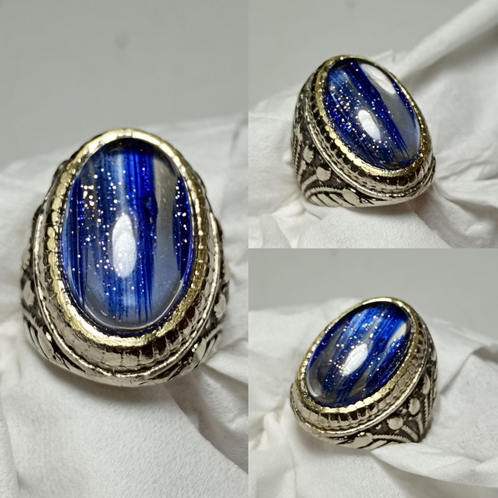 Batu cincin pasir intan biru crystal Cc55