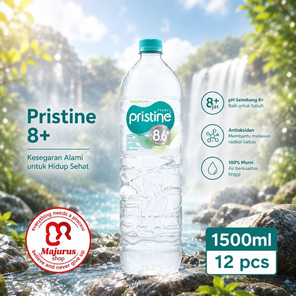 Air Minum Pristine Water 8+ Air Mineral Alkali 1500ml pH 8+ Tinggi