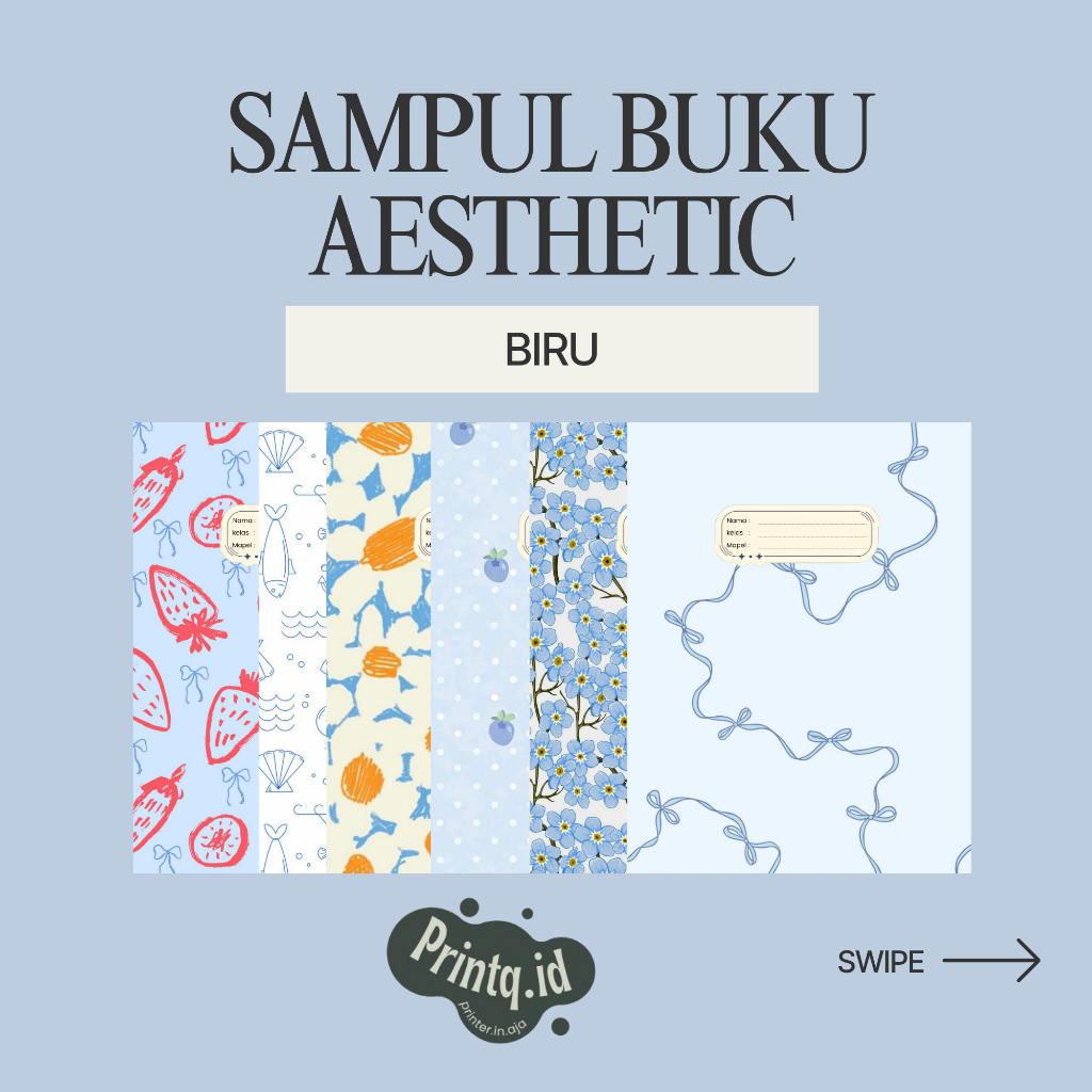 Sampul Buku Sekolah Aesthetic Biru | Simple & Cute