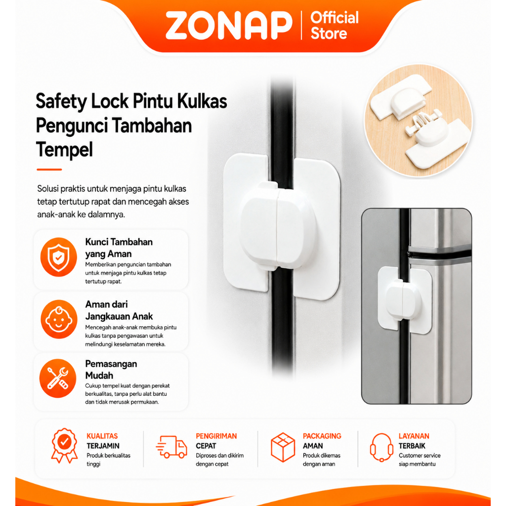 ZONAP Safety Lock Pintu Kulkas Pengunci Tambahan Tempel