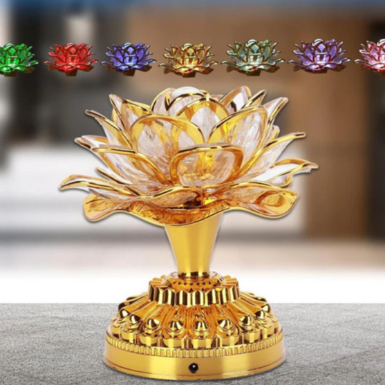 Radio Buddha 39 Lagu Lampu LED Teratai Warna Warni Lotus Lamp Sembahyang Dekorasi Meja