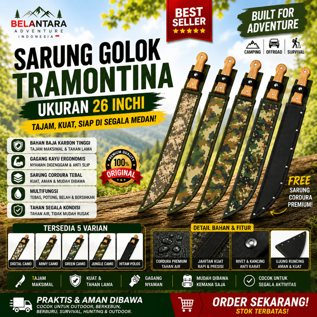 sarung tramontina 26 inchi orginal belantara series