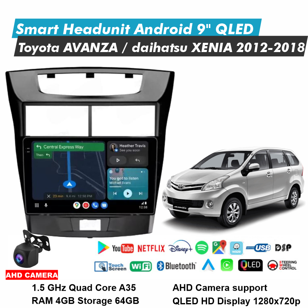 Avanza Xenia Veloz 2012-2018 Headunit Android 9 Inch RAM 4GB Storage 64GB QLED Audio Mobil