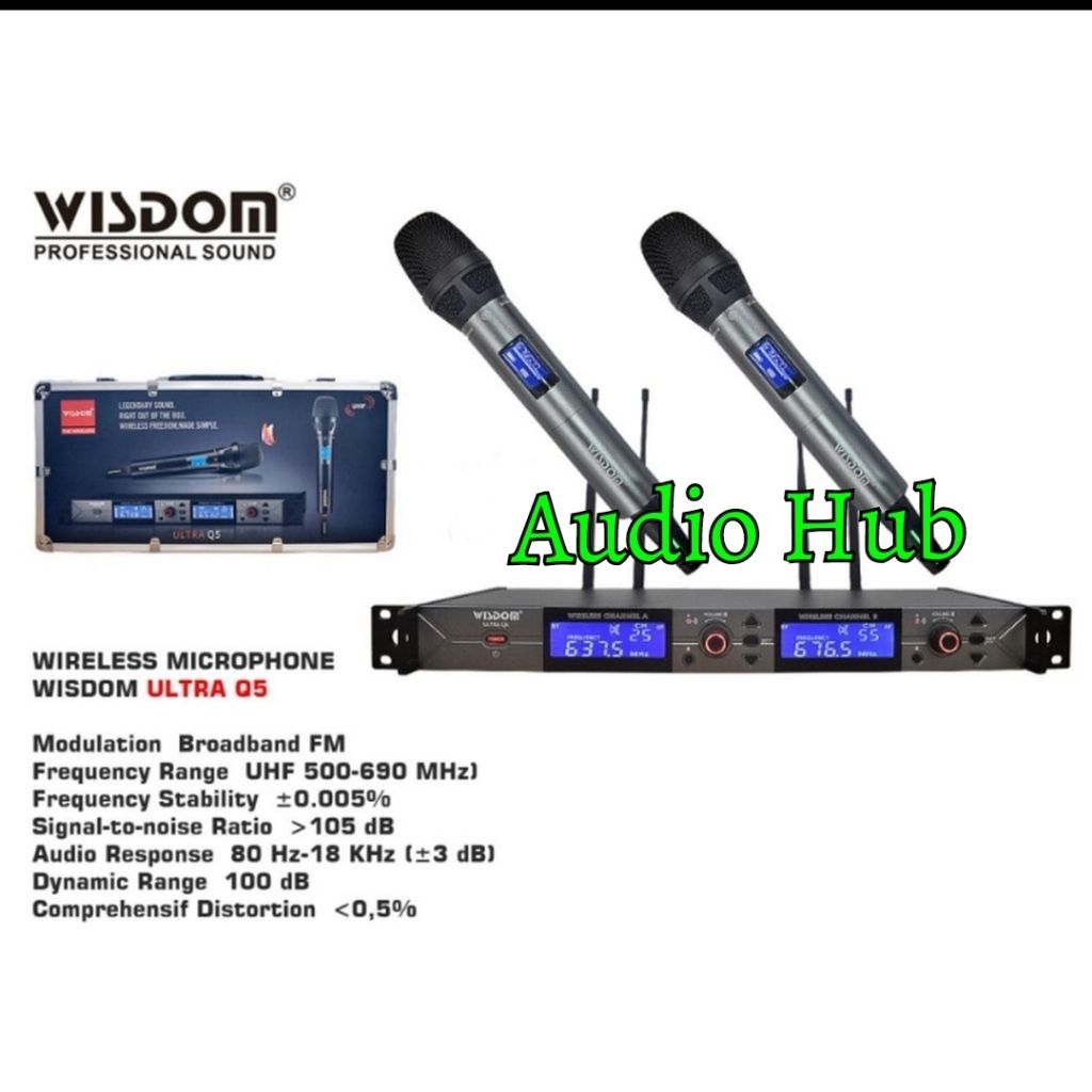Mic Wireless Wisdom Ultra Q5 / Q 5 Microphone 2 Channel Wisdom Q5 Original