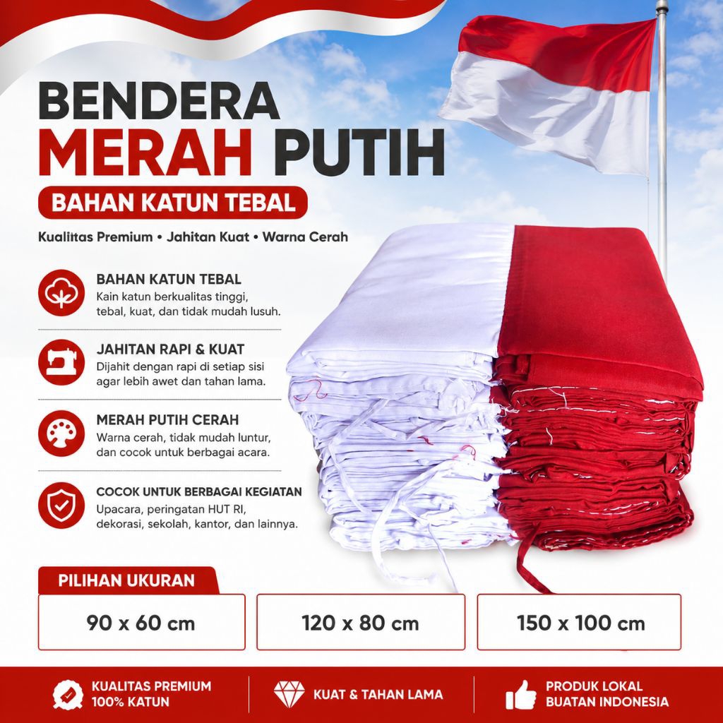 BENDERA MERAH PUTIH KAIN KATUN
