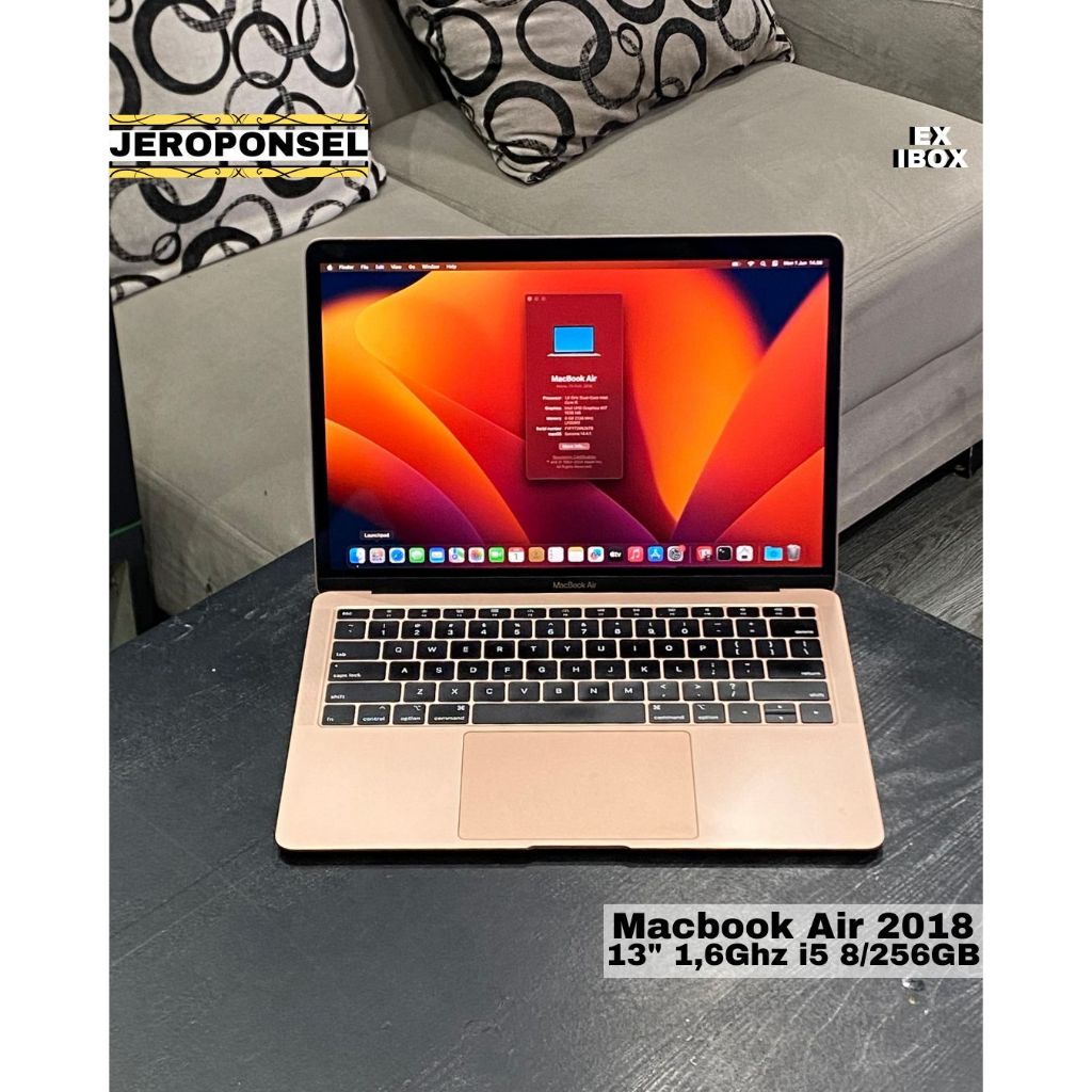 MACBOOK AIR 2018 256GB GOLD EX IBOX MULUS ORIGINAL GARANSI