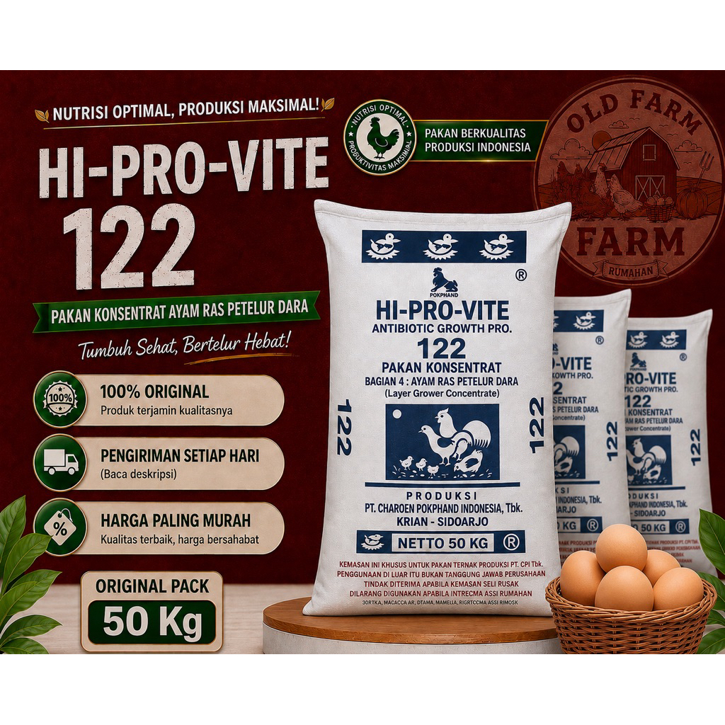 1 SAK 50 KG CP 122 Konsentrat Untuk Ayam Petelur (Grower) | Old Farm