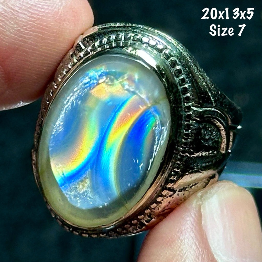 Cincin Batu Akik Natural Iris Junder Pelangi Kristal (asli alam)