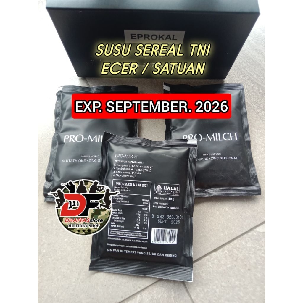 PROMO ECERAN 1 PCS SUSU SEREAL TNI. RANSUM SUSU SEREAL PROMILCH JATAH TNI EXP SEPTEMBER 2026. ECERAN