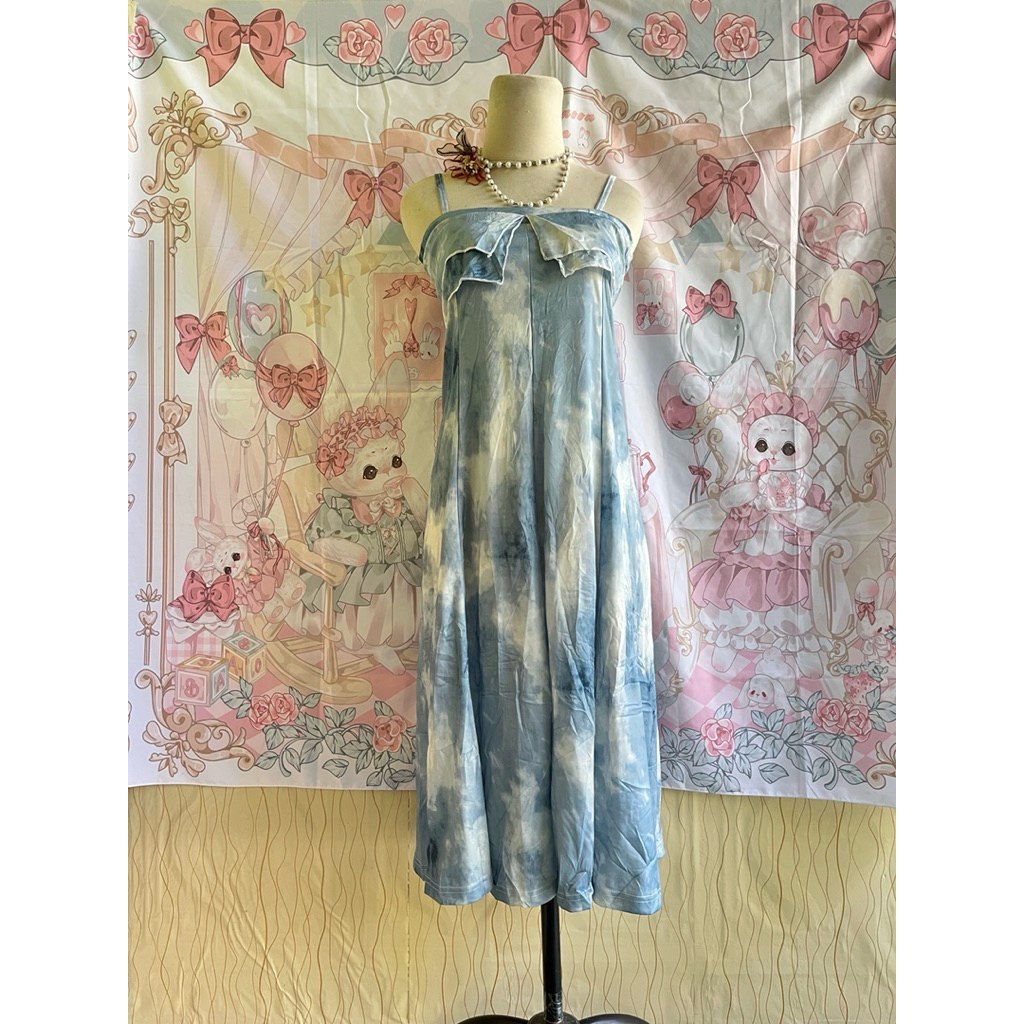 Korean fairy dress dada susun bodyline dress gaun musim panas