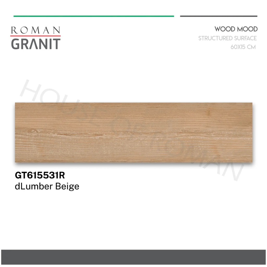 Roman Granit 15x60 dLumber Beige/Granit Motif Kayu Kasar/Granit Tekstur Kayu