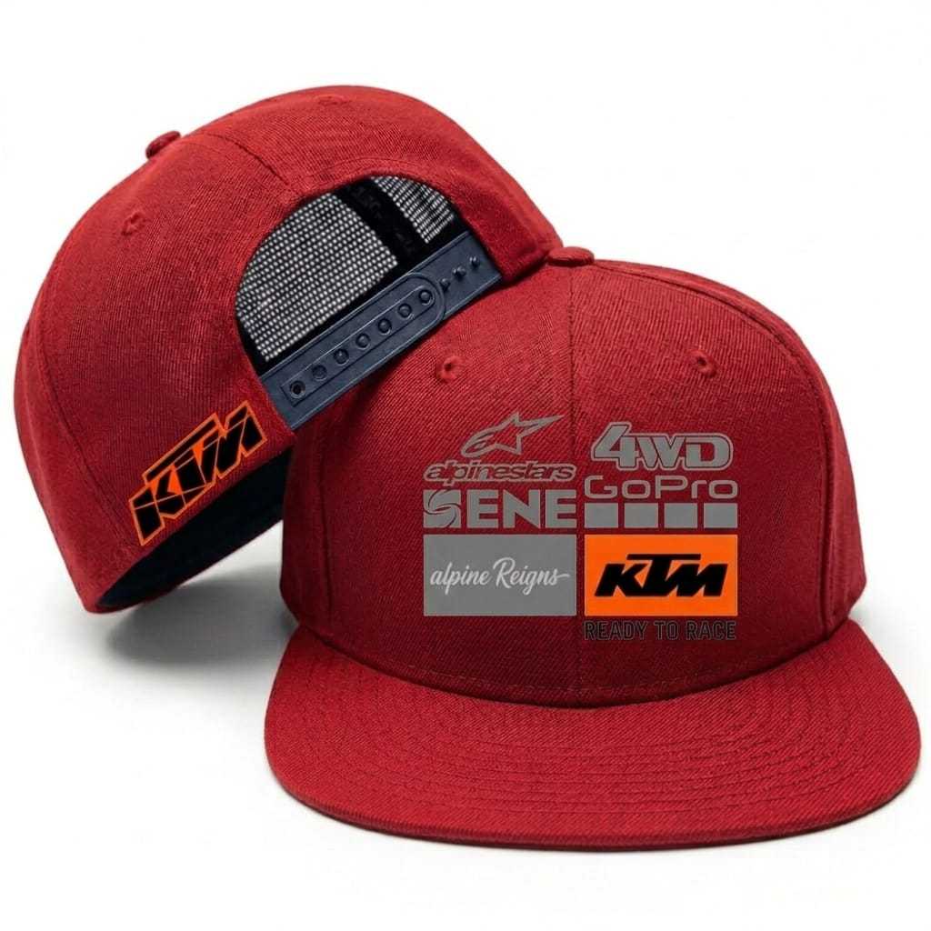 Topi Snapback KTM Racing Premium Pria Wanita | Topi Logo Racing Keren Casual Outdoor Hitam