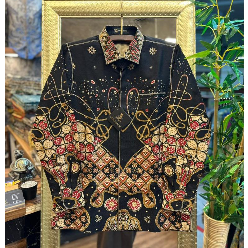 Lano Batik Tulis Prada Motif Mural Bahan Dobby | Kemeja Batik Pria Lengan Panjang | PRD
