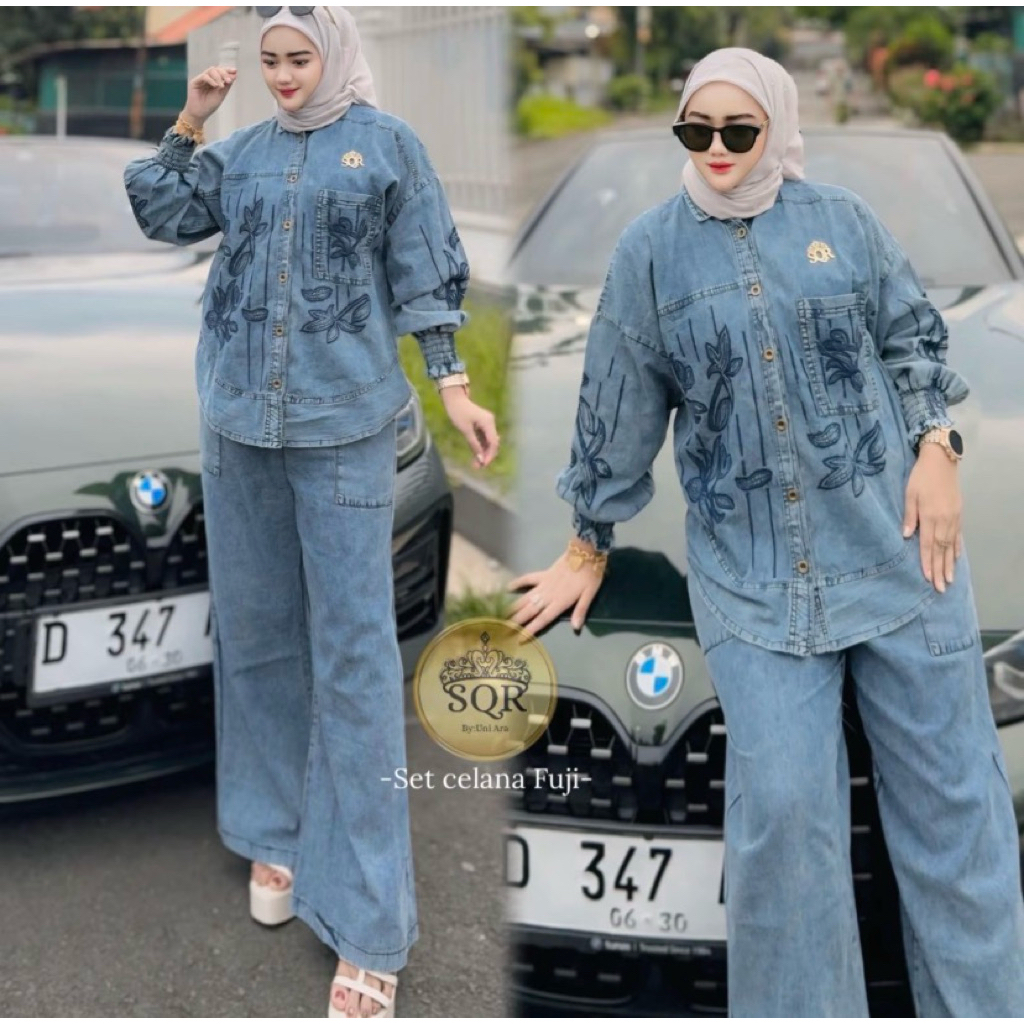 One Set Jeans Fuji Uni Ara || Jeans One Set Premium || One set wanita Kekinian