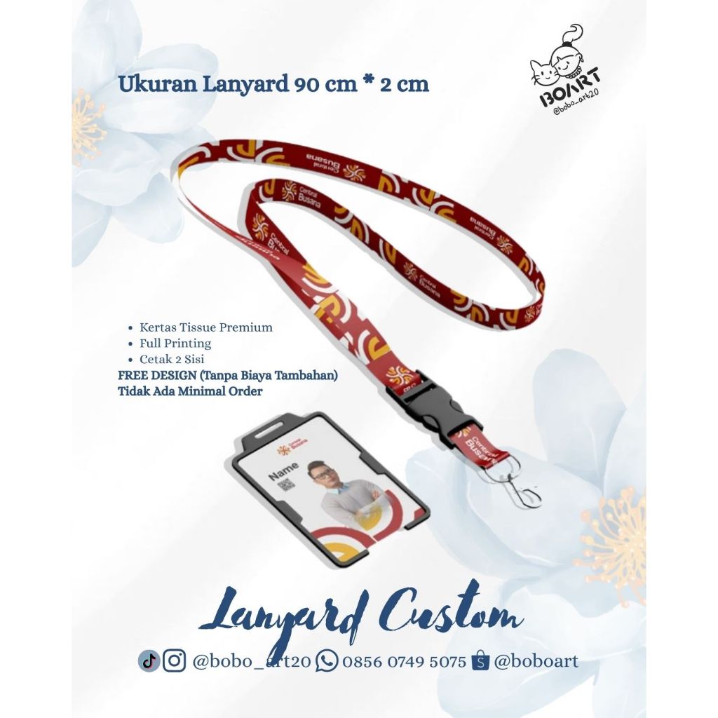 LANYARD CUSTOM | PAKET CETAK LANYARD LENGKAP | LANYARD ID CARD CUSTOM 2 SISI