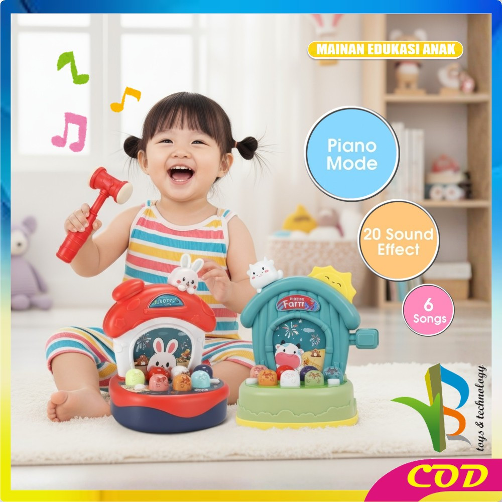 RB-M294 Mainan Edukasi Anak Pukul Tikus Palu Games Memukul Hamster Maenan Edukatif Whack A Mole Musi