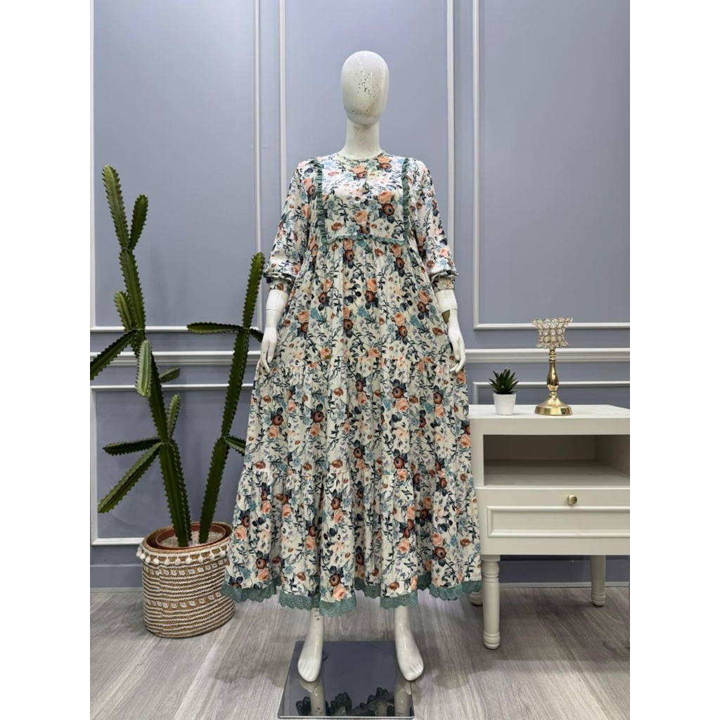 midi dres salvina motif bunga