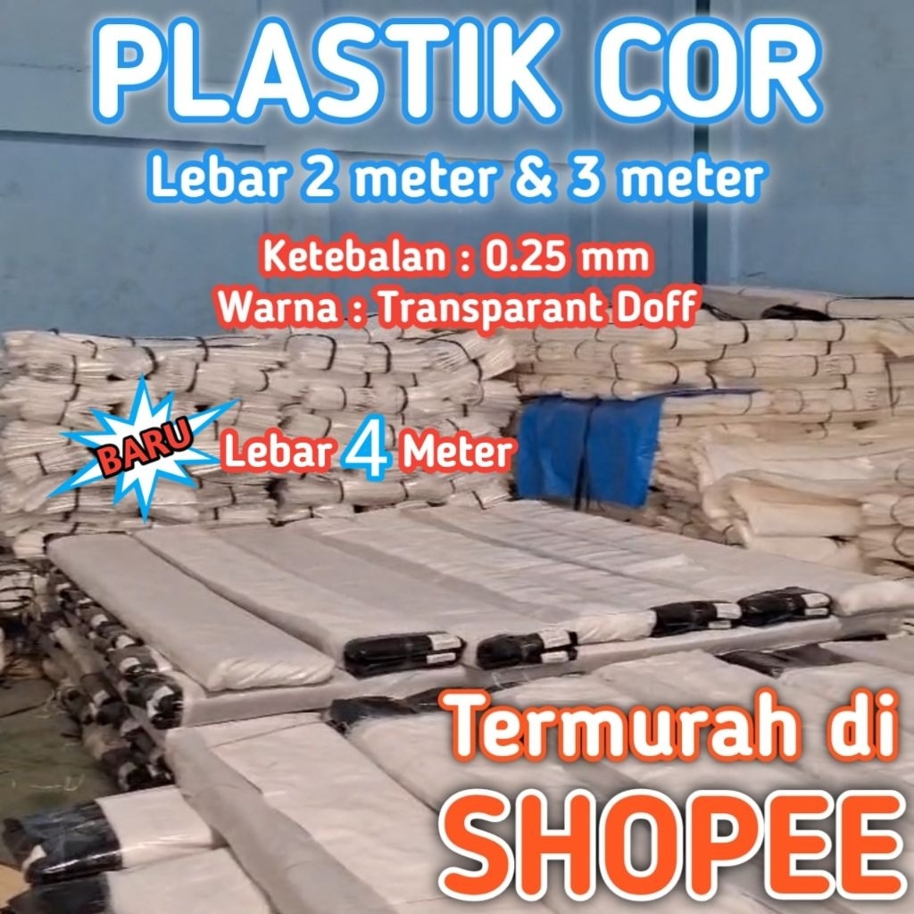 Plastik Cor lebar 2 meter / plastik cor lebar 3 / plastik cor lebar 4 meter bening murah