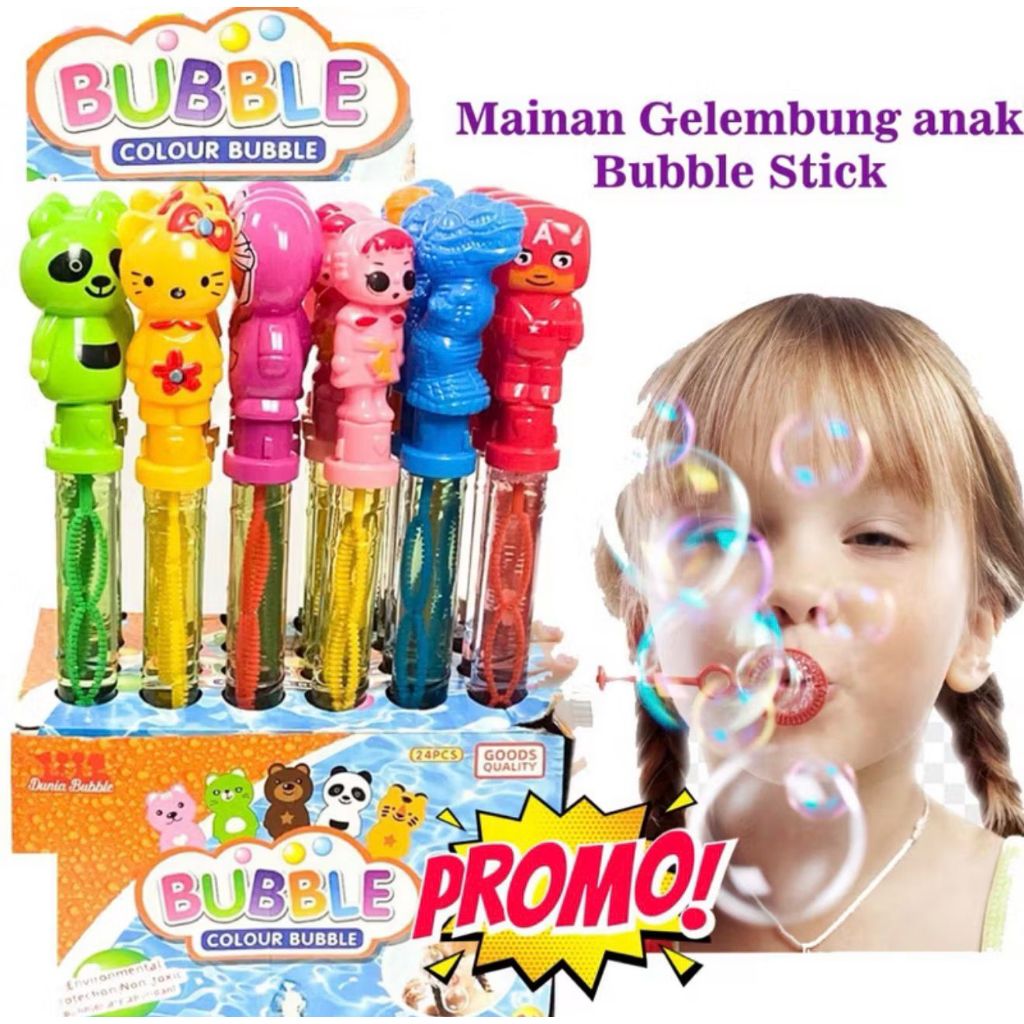 Smile - Mainan Anak Gelembung Stick Bubble Karakter / Gelembung Tiup Balon