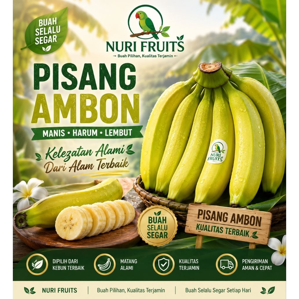 pisang ambon lumut|pisang ambon ijo|buah pisang|nuri fruits|buah segar bandung|buah segar|buah bandu