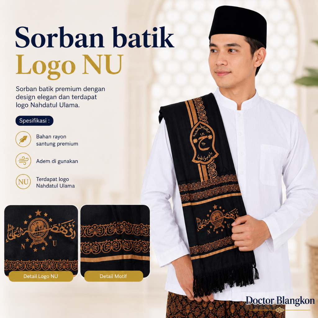 Premium Sorban Motif NU rida ar-rida asli Sorban Kashmir Habib Ustadz Ulama Santri / Sorban Panjang