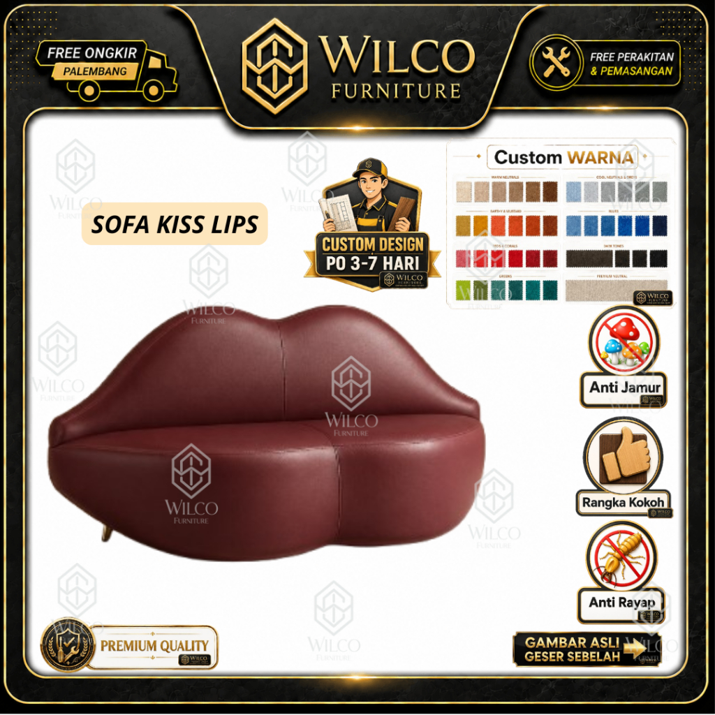 Sofa Kiss Lips | Sofa Tamu Minimalis Bahan Kulit | Sofa Tamu Modern & Unik