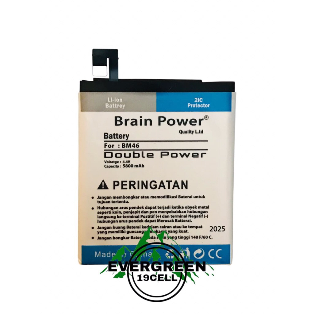 Batre Battray Xiaomi Redmi Note 3 / Note 3Pro Bm46 Brain Power / Double Power 5800mAh Batre Hp Bm-46