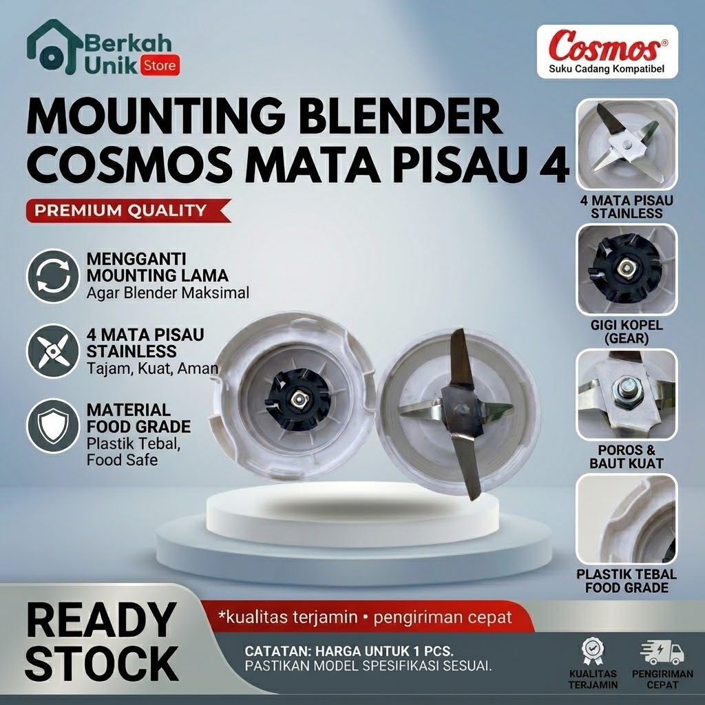 Mounting Blender Cosmos Mata Pisau 4 Pisau Blender Cosmos