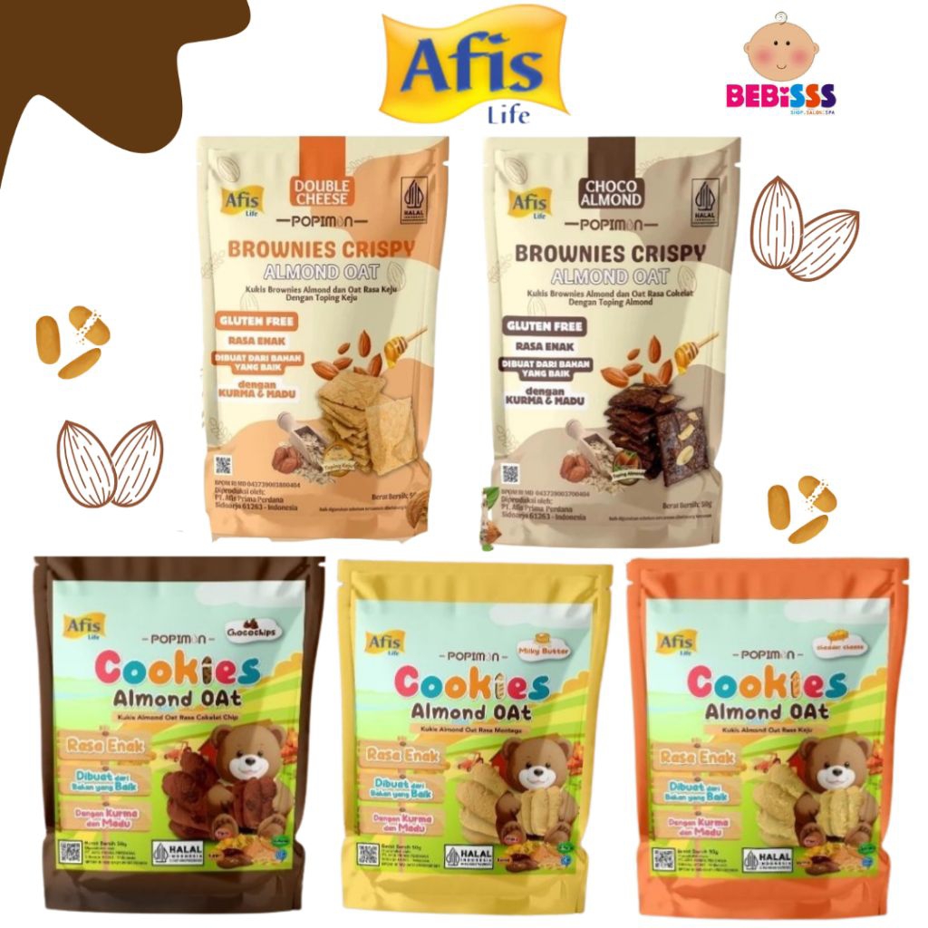 POPIMON COOKIES ALMOND OAT/BROWNIES CRISPY ALMOND OAT