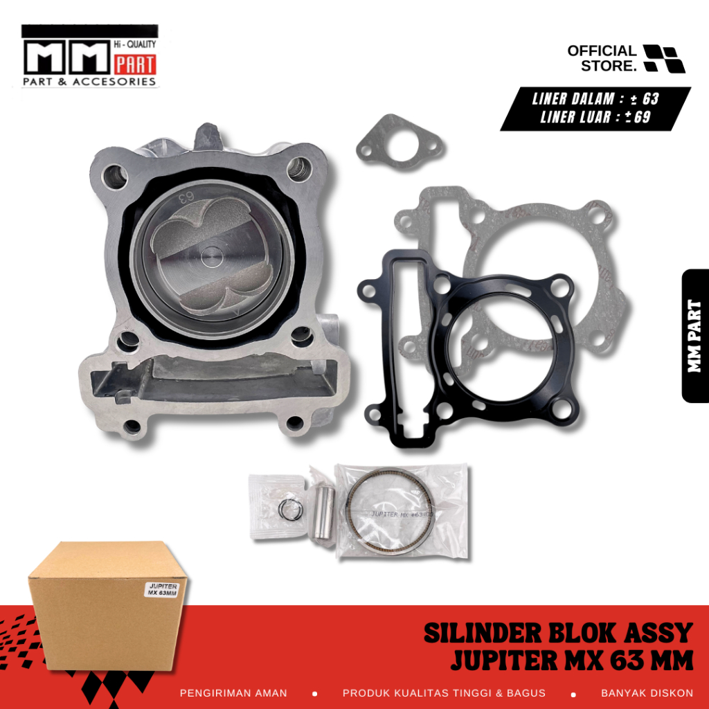 SILINDER BLOK ASSY JUPITER MX 63 MM - CYLINDER BLOCK SEHER BORING BORE UP SET JUPITER MX 63 MM