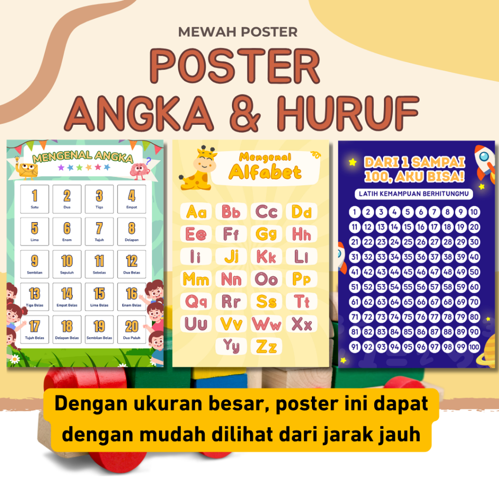 Poster Angka dan Huruf Edukasi Anak Poster Huruf dan Angka Untuk Anak Poster Belajar Edukasi Anak