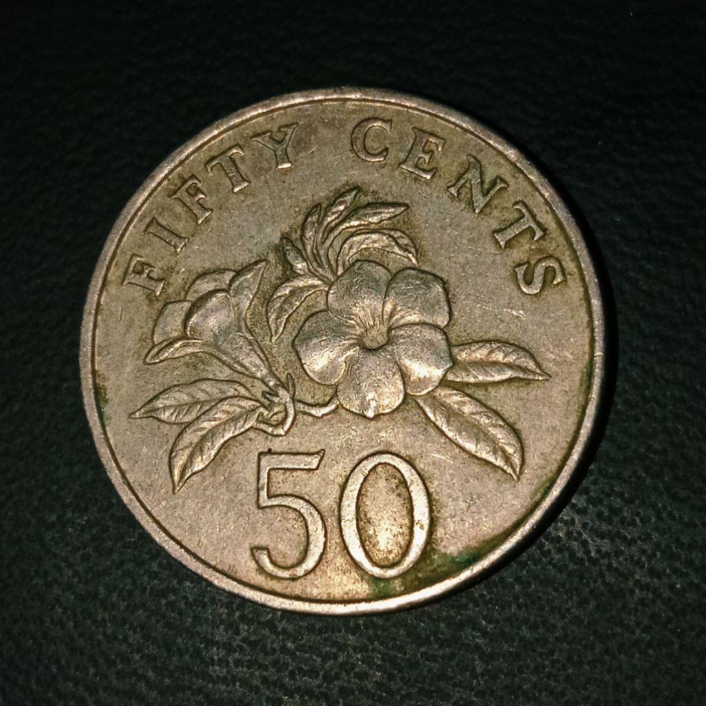 koin kberuntungan 50 cents singapura 1995